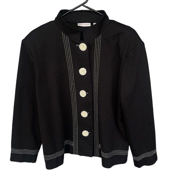 Drapers & Damons Jacket Womens Petite Extra Large XL Black White Button Up - Picture 1 of 11